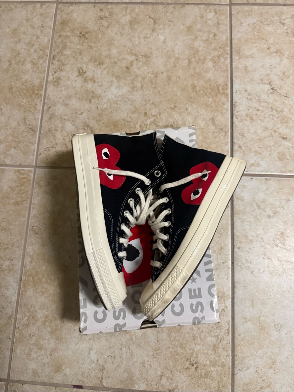 Converse Kids Black High-Top Sneakers with Red Heart Motif